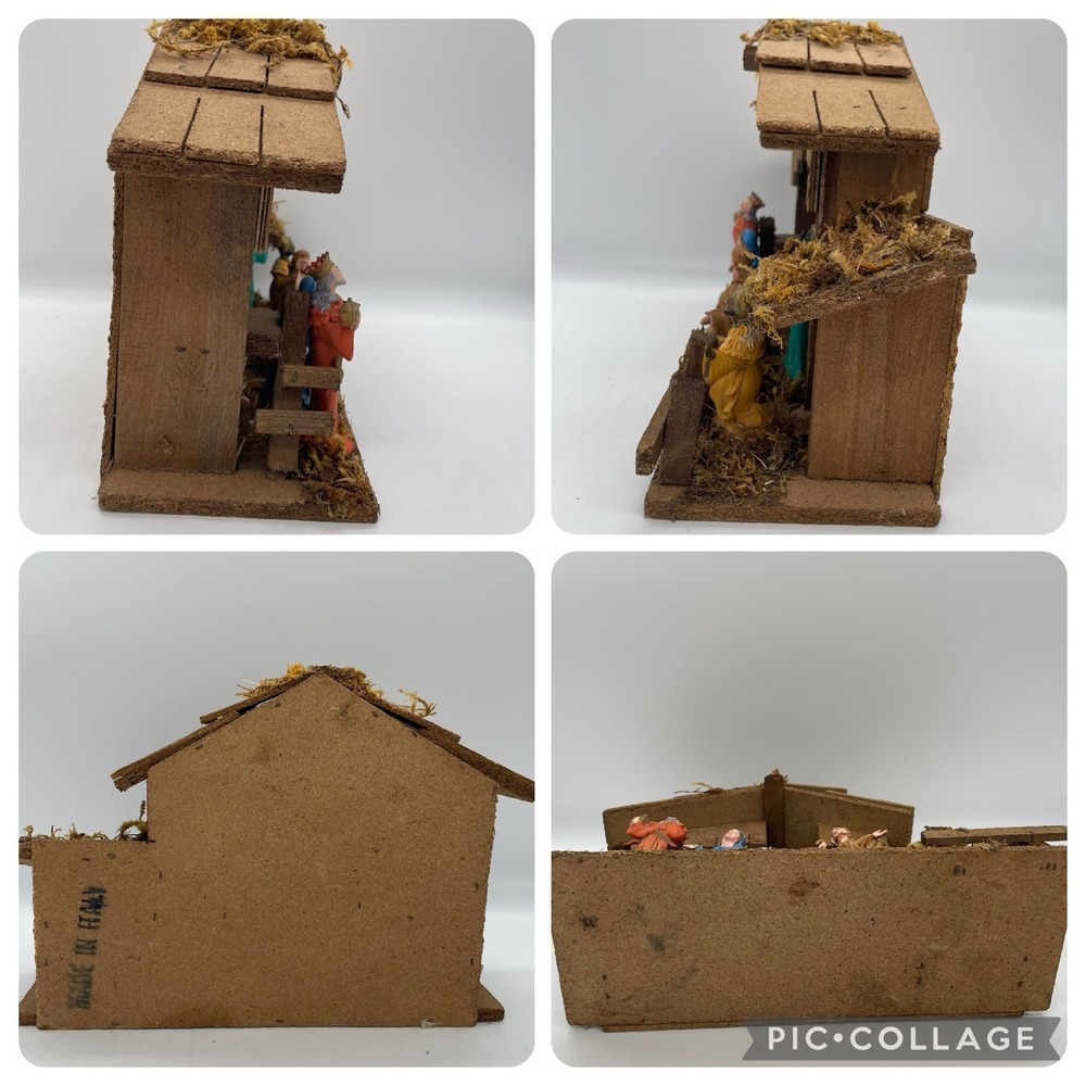 Vintage 1950's Nativity Set 8 Arial Figurines Stable Made in Italy Christmas‎ - Picture 6 of 16